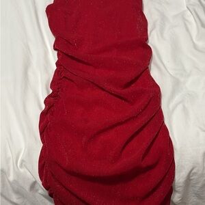 Elegant Red Ruched Dress